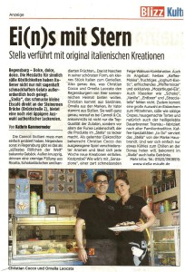 Eine schöner Artikel über der Eisdiele Stella Eiscafe an der Steinernen Brücke in Regensburg